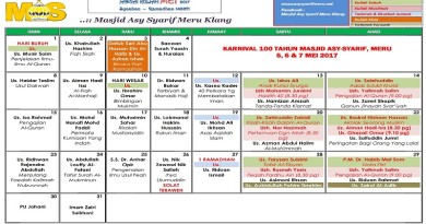 Jadual Kuliah/Pengajian Bulan Mei 2017 Jadual Kuliah/Pengajian Bulan Mei 2017