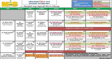Jadual Kuliah/Pengajian Bulan Ogos 2018 Jadual Kuliah/Pengajian Bulan Ogos 2018