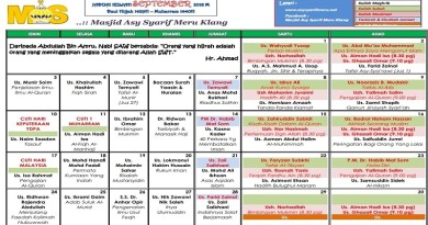 Jadual Kuliah/Pengajian Bulan Sept 2018 Jadual Kuliah/Pengajian Bulan Sept 2018