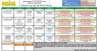 Jadual Kuliah/Pengajian Bulan Okt 2018 Jadual Kuliah/Pengajian Bulan Okt 2018